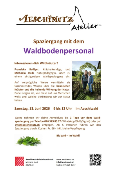 Aeschimutz Atelier - Spaziergang mit dem Waldbodenpersonal